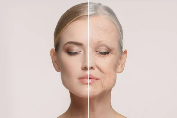 Close-up of smooth, youthful facial skin after anti-ageing treatment